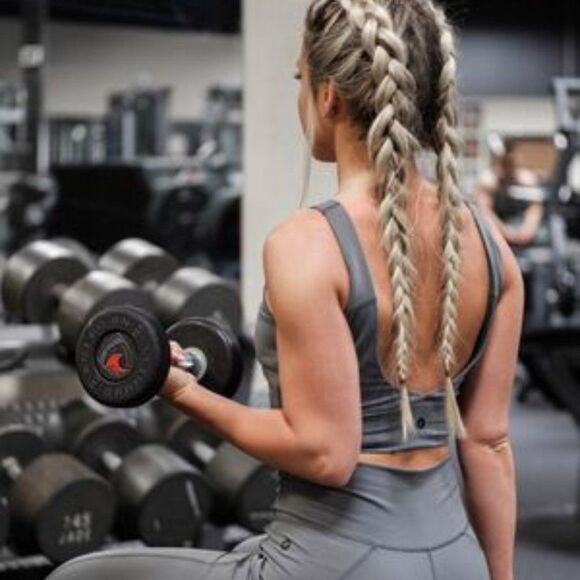 Paragon Fitwear Cristina Capron Sports Bra Low V-Back Sports Bra Grey VEUC - Picture 1 of 7